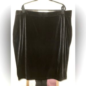 Plus Size Black Velvet Velour Stretch Midi Pencil Skirt 3X 4X